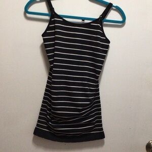 Feathers Black and White Striped Camisole